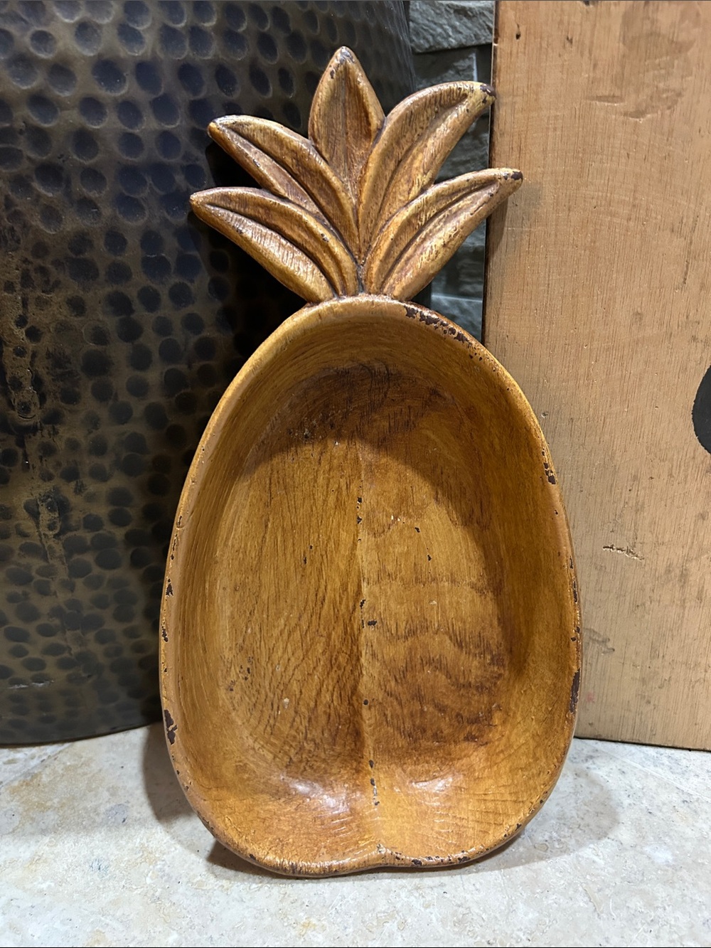 MULTI PRODUCTS INC vintage Mid-Century Modern faux bois pineapple dish